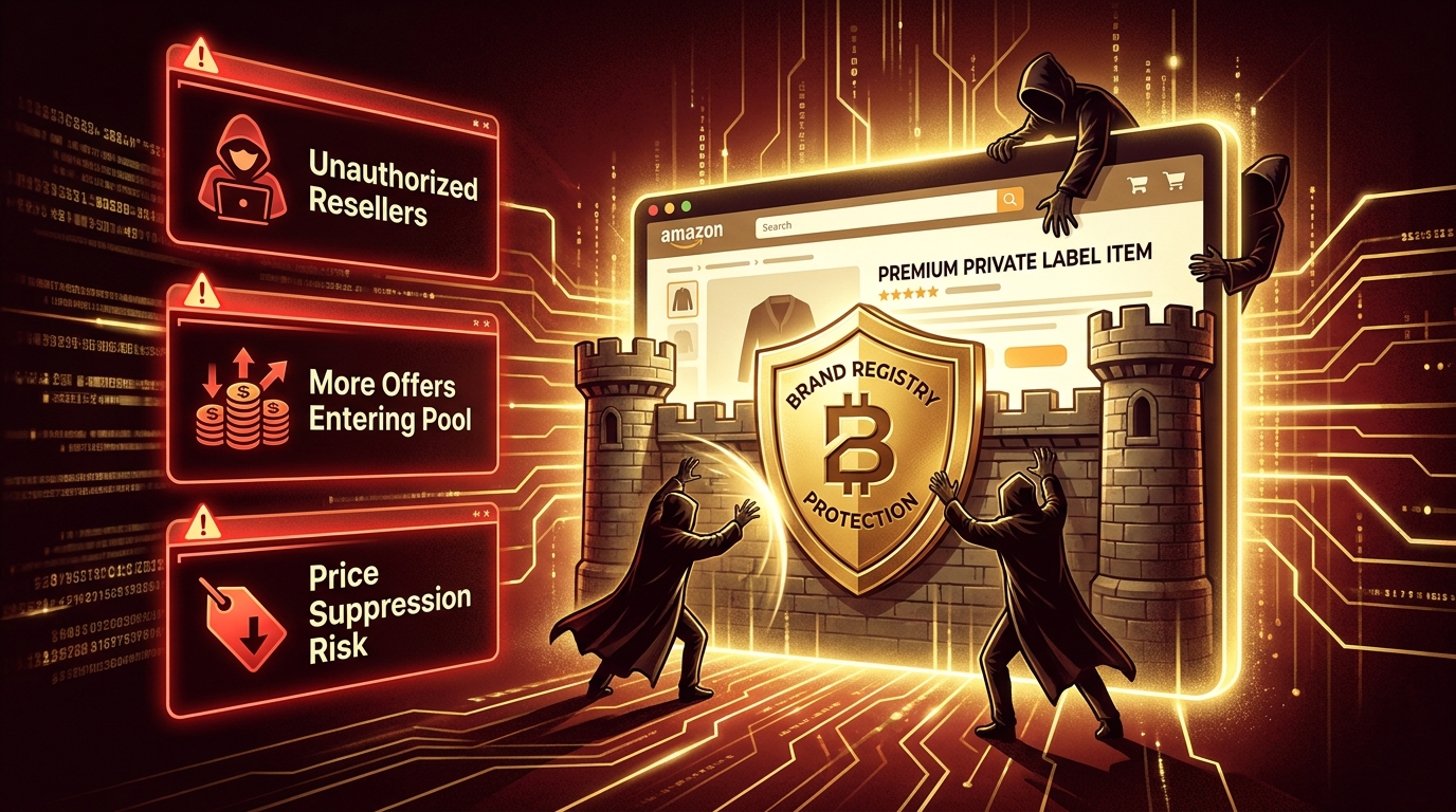 Private label seller protecting Amazon listing from unauthorized seller hijackers after Buy Box gate removal
