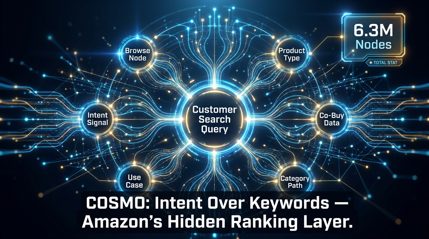 Amazon COSMO algorithm knowledge graph showing browse node and intent signal connections