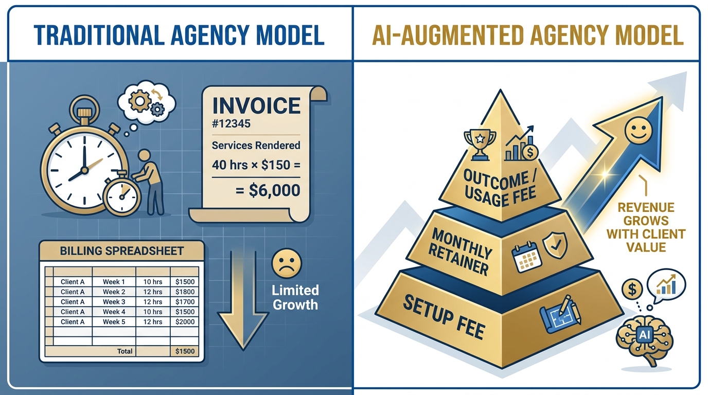 Before-and-after billing model transformation: from traditional hourly agency invoicing to AI-augmented tiered pricing pyramid