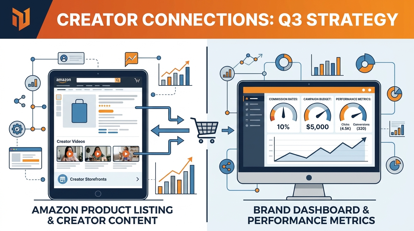 Amazon Creator Connections Q3 strategy dashboard showing campaign metrics and creator storefronts
