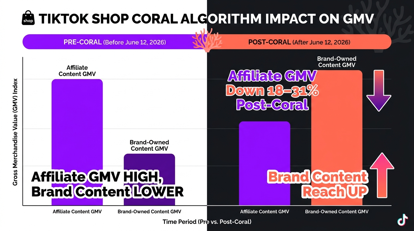 Affiliate GMV Down 18-31% Post-Coral — Brand Content Rising in TikTok Shop 2026