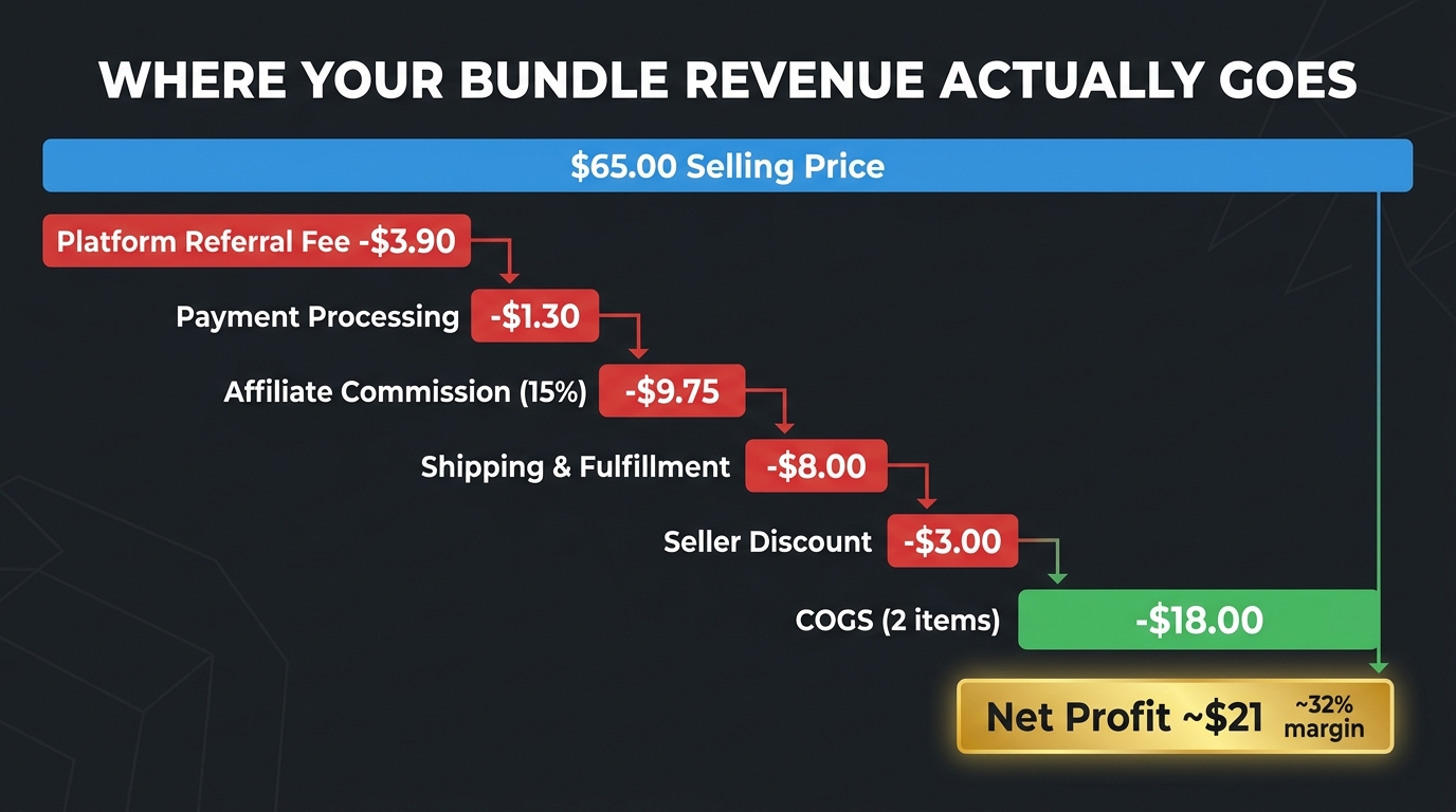 TikTok Shop bundle margin math waterfall chart — where bundle revenue actually goes