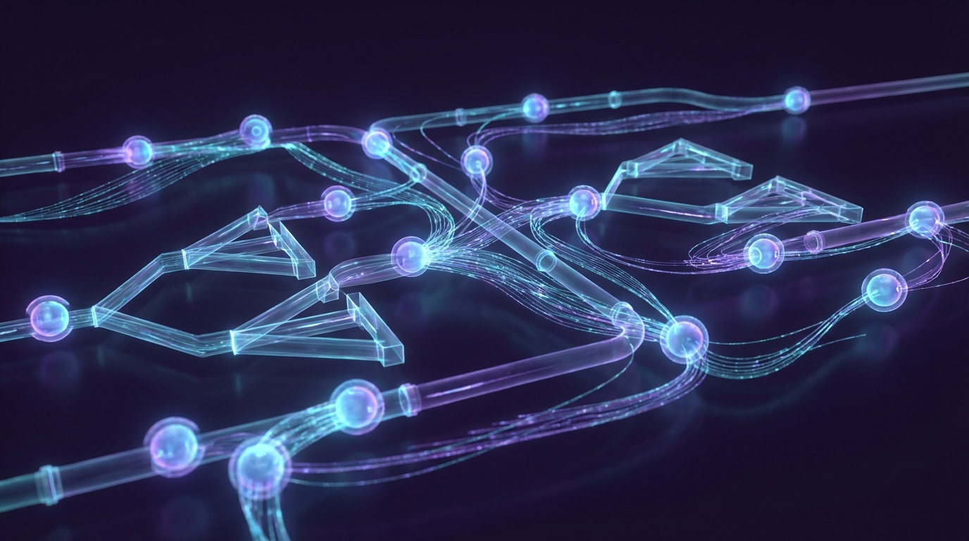 Agentic AI autonomous workflow visualization with interconnected agents and decision pipelines