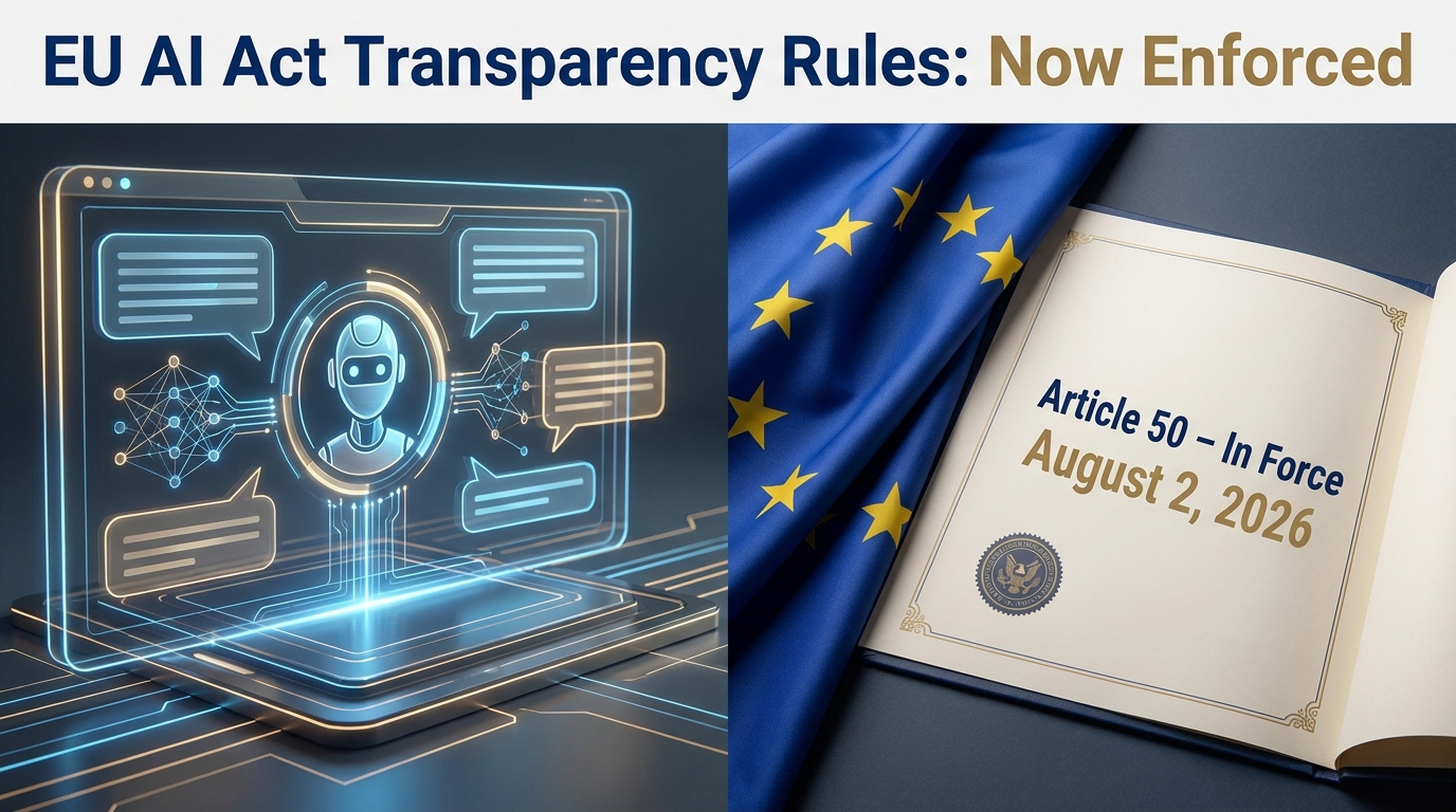 EU AI Act transparency rules for AI agents now in force from August 2, 2026