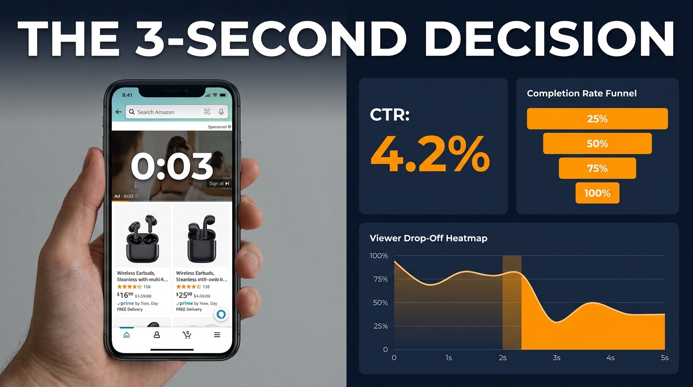 Amazon SBV hook testing framework — the 3-second decision window on mobile search results