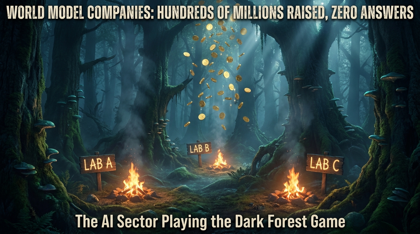Dark forest metaphor for AI world model companies — each lab hiding its plans while raising hundreds of millions in funding