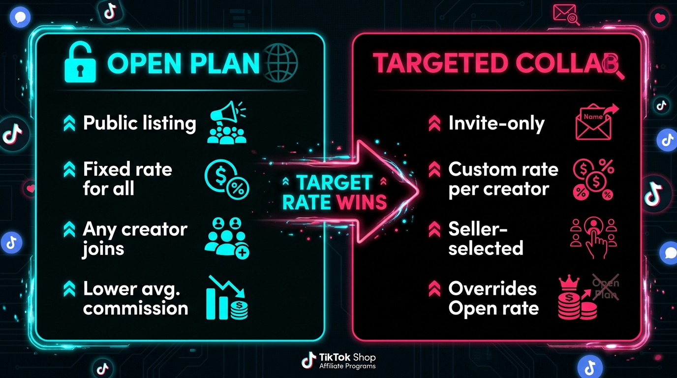 TikTok Shop Open Collaboration vs Targeted Collaboration: structure and commission differences