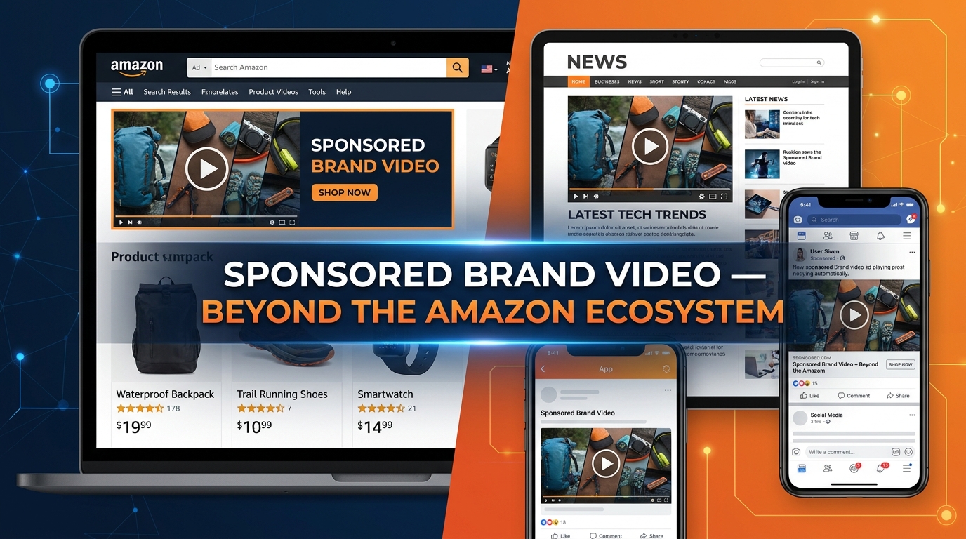 Sponsored Brand Video ads running on Amazon search results and external websites side by side