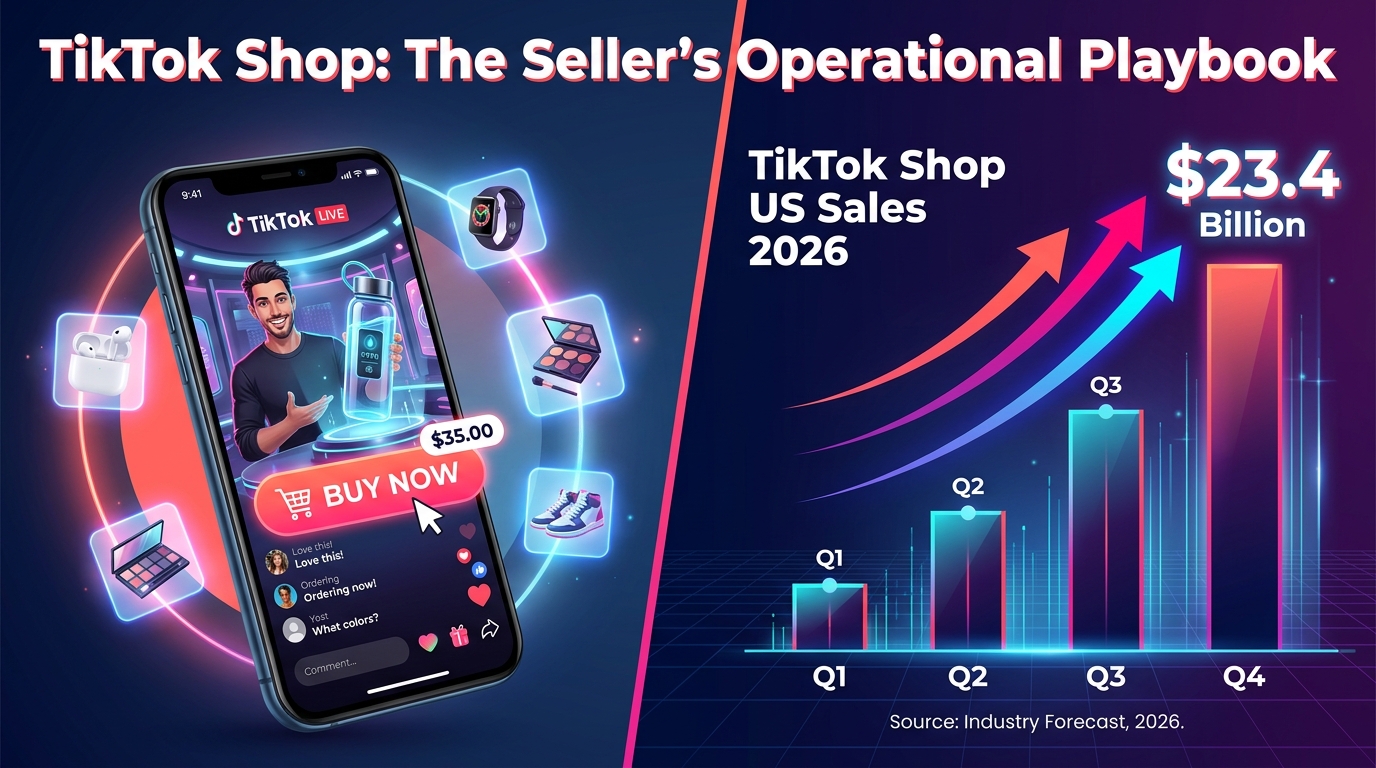 TikTok Shop seller operational playbook 2026 — sales rising to $23.4 billion with live shopping and shoppable video channels