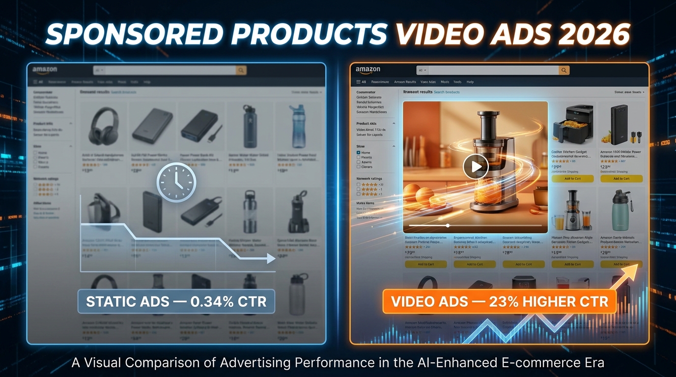 Sponsored Products Video Ads 2026 — static ads vs video ads CTR comparison