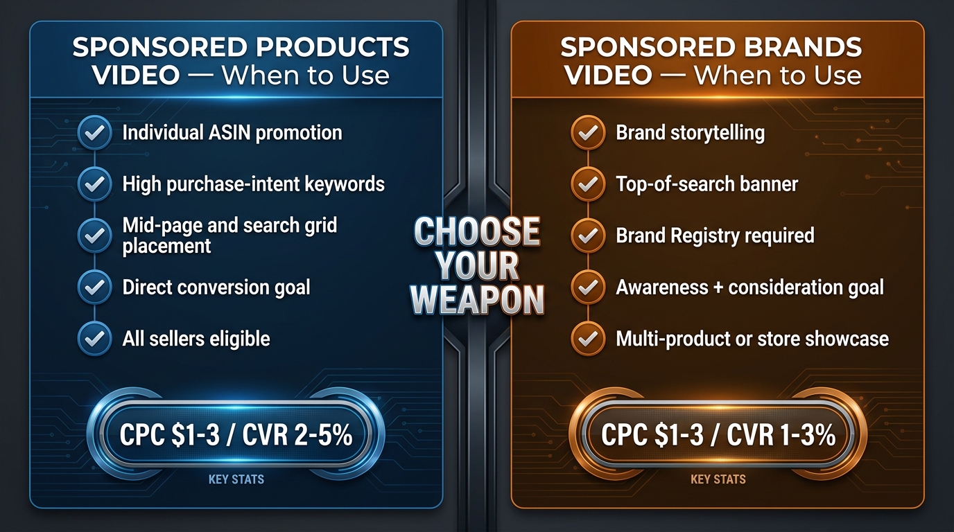 Sponsored Products Video vs Sponsored Brands Video — strategic comparison and when to use each format