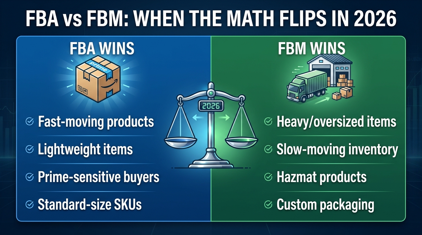 FBA vs FBM in 2026 — when the math flips for Amazon sellers