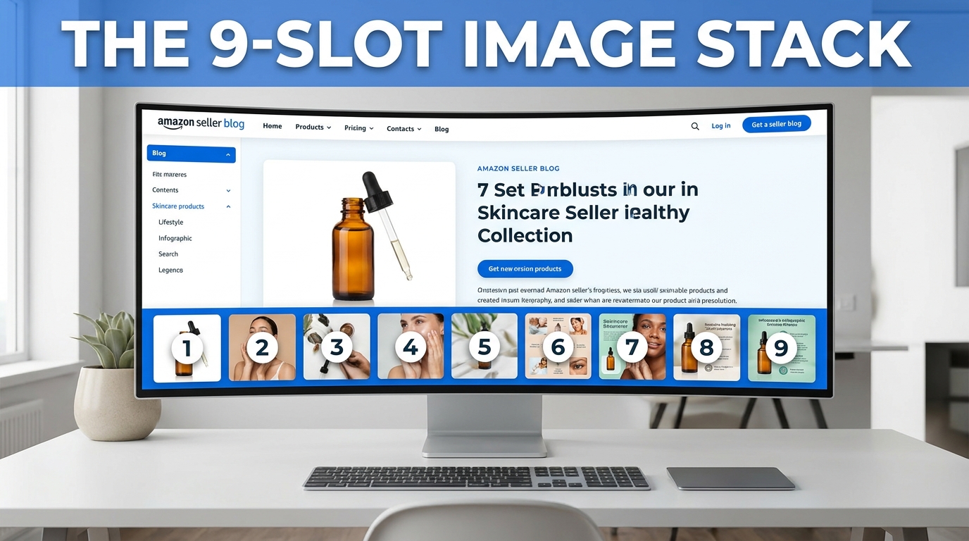 The 9-Slot Amazon Image Stack — product listing display showing all image thumbnail slots numbered 1 through 9