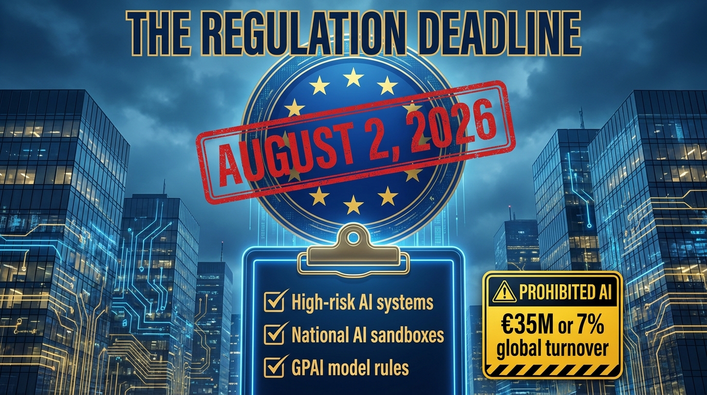 EU AI Act enforcement deadline August 2, 2026 — fines up to €35M or 7% global turnover for prohibited AI