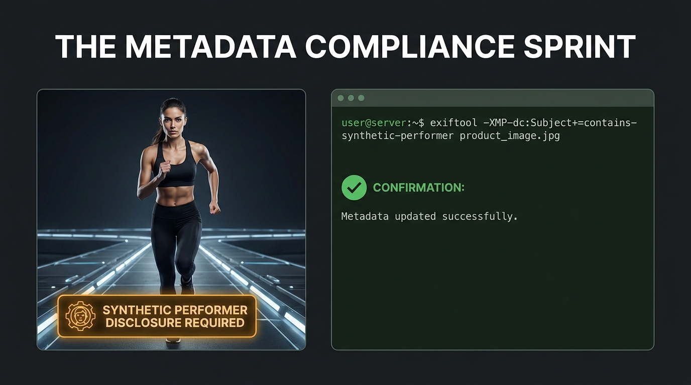 Amazon AI model image metadata compliance sprint — contains-synthetic-performer tagging workflow