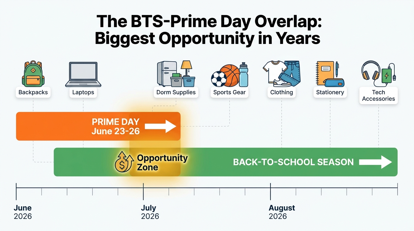 Prime Day June 2026 and back-to-school season overlap timeline — opportunity zone for electronics laptops backpacks dorm supplies