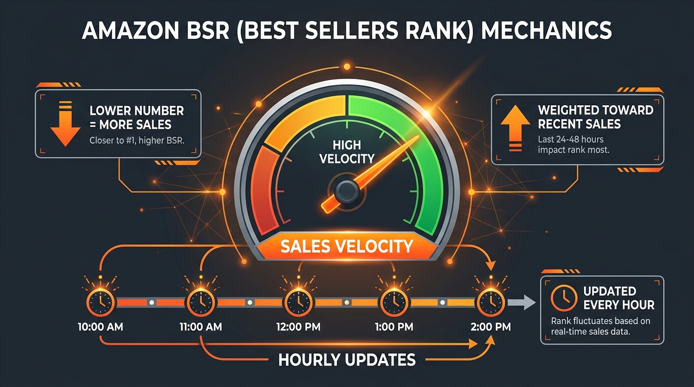 Amazon BSR Sales Velocity Mechanics Infographic