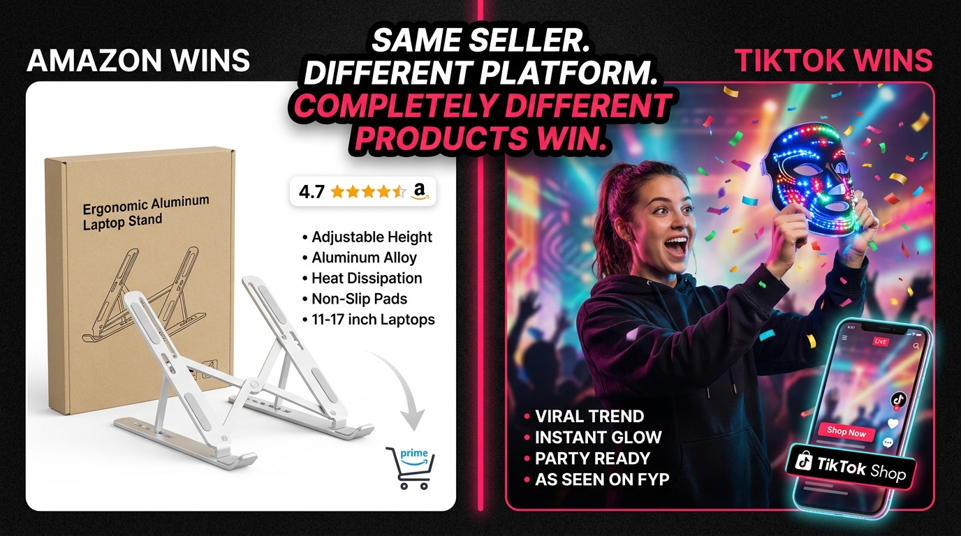 Amazon product vs TikTok Shop product comparison — what wins on each platform is completely different